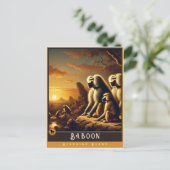 Baboon | Niedliche Vintage Tierpostkarte Postkarte (Stehend Vorderseite)