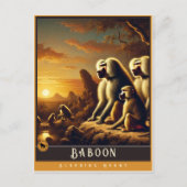 Baboon | Niedliche Vintage Tierpostkarte Postkarte (Vorderseite)