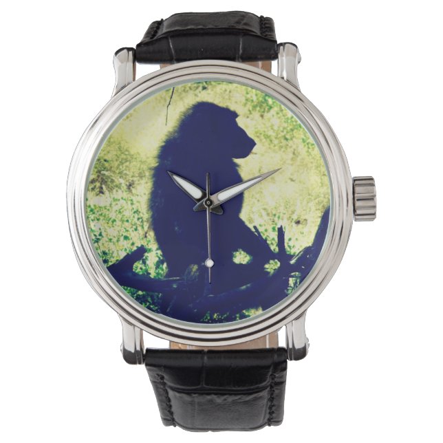 Baboon Silhouette Armbanduhr (Vorderseite)