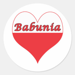 Babunia Polnisches Herz Runder Aufkleber