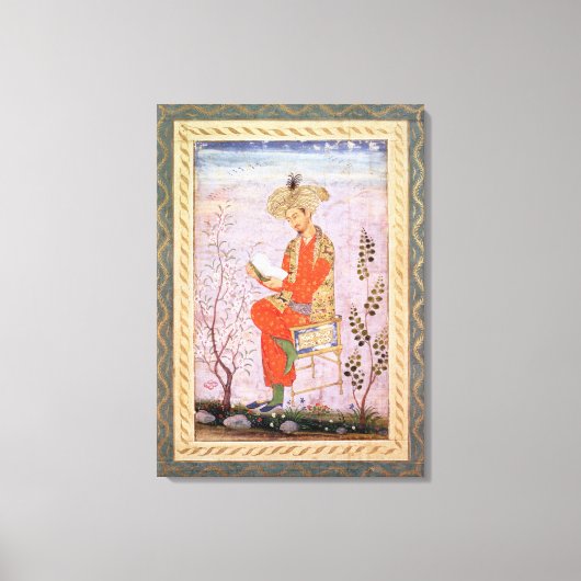 Babur Reading, Mughal Leinwanddruck (Vorderseite)