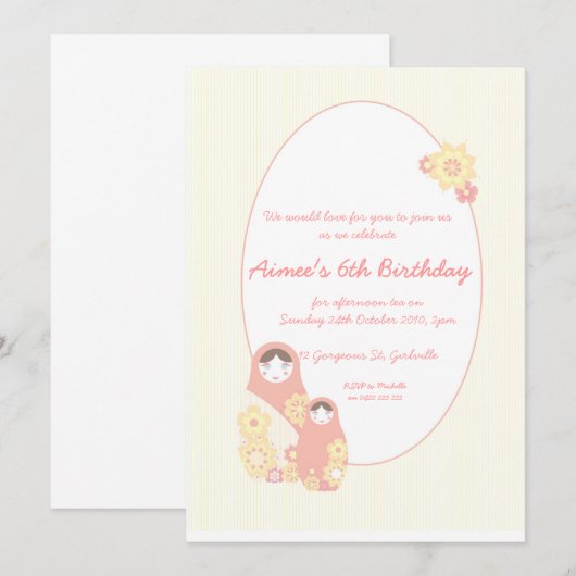 Babushka Babydusche Einladung (Vorne/Hinten)