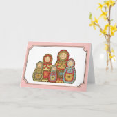 Babushka Grußkarte - "Glückliches Lächeln" Karte (Gelbe Blume)