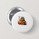 Babushka Halloween Cat Pumpkin Button (Vorne & Hinten)
