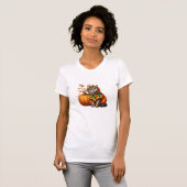 Babushka Halloween Cat Pumpkin T-Shirt (Vorne ganz)