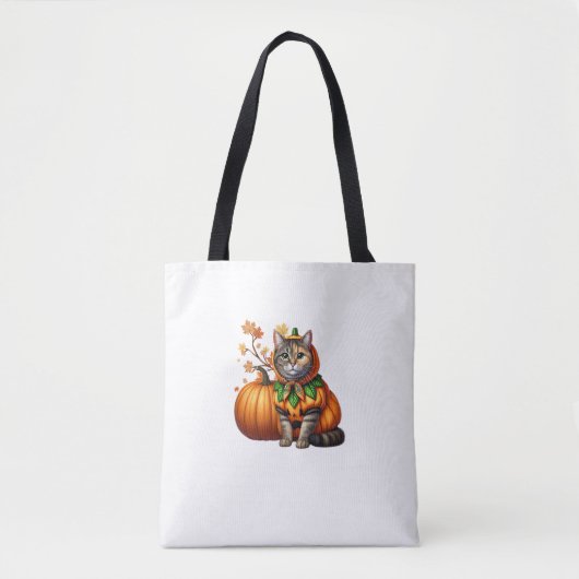 Babushka Halloween Cat Pumpkin Tasche (Vorderseite)