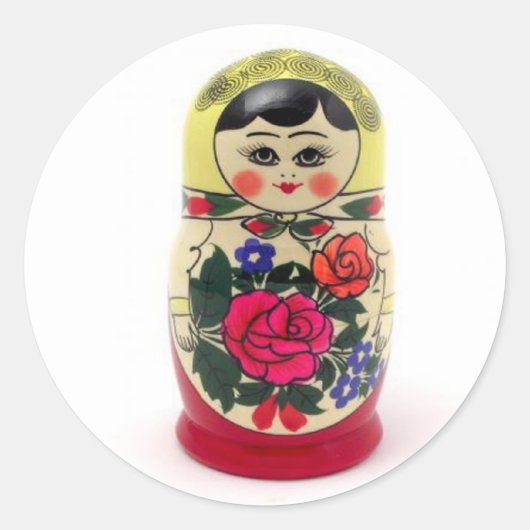 Babushka Runder Aufkleber (Vorderseite)