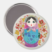 Babushka Russische Nistpuppen, Großmagnet Magnet (Vorderseite/Rückseite)