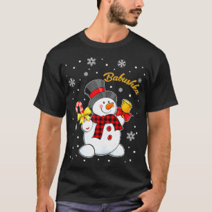 Babushka Snowman Candy Cane Christmas Red Kariert  T-Shirt