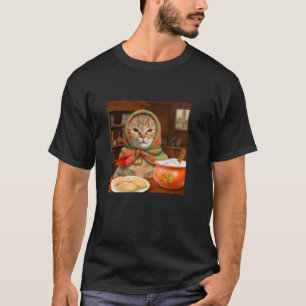 Babushka Tabby Katze Polnisches Katzen-Design T-Shirt