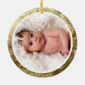 Baby 1 Christmas Blue Snowflake Gold Stars Foto Keramik Ornament (Hinten)