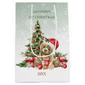 Baby 1 Christmas Teddy Bear Mittlere Geschenktasch Mittlere Geschenktüte (Rückseite)