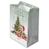 Baby 1 Christmas Teddy Bear Mittlere Geschenktasch Mittlere Geschenktüte (Rückseite Schrägansicht)