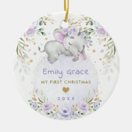 Baby 1. Erster Weihnachtstraum Lila Elefant Keramik Ornament