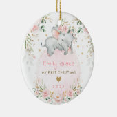 Baby 1. First Christmas Dreamy Blush Elephant Keramik Ornament (Rechts)