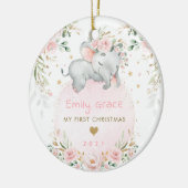 Baby 1. First Christmas Dreamy Blush Elephant Keramik Ornament (Links)
