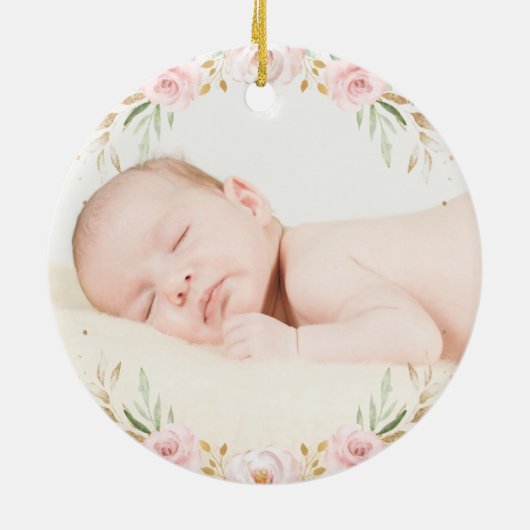 Baby 1. First Christmas Dreamy Blush Elephant Keramik Ornament (Hinten)
