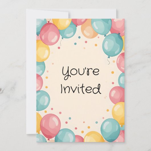 Baby 1. Geburtstag Ballon Design Einladung (Vorderseite)