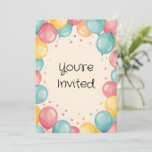 Baby 1. Geburtstag Ballon Design Einladung (Stehend Vorderseite)