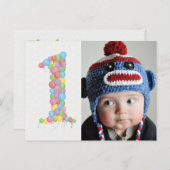 Baby 1. Geburtstag Balloons Danke Foto Postcard Postkarte (Vorne/Hinten)