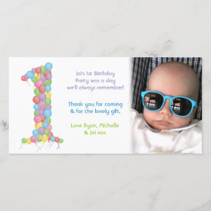 Baby-1. Geburtstag danken Ihnen Foto-Karte Dankeskarte