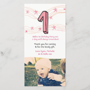 Baby 1. Geburtstag Nummer 1 Danke Foto-Karte