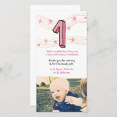 Baby 1. Geburtstag Nummer 1 Danke Foto-Karte (Vorne/Hinten)
