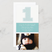 Baby 1. Geburtstag Nummer 1 Danke Foto-Karte (Vorne/Hinten)