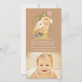 Baby 1. Geburtstag Nummer 1 Danke Foto-Karte