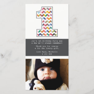 Baby 1. Geburtstag Nummer 1 Danke Foto-Karte