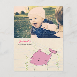 Baby 1. Geburtstag Party Dolphin Invite Card Einladungspostkarte