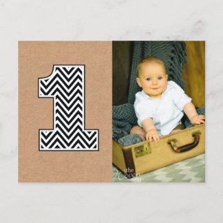 Baby 1. Geburtstag Zickzack Danke Foto Postcard Postkarte