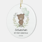 Baby 1. Niedlich Teddy Bear Greenery Keramik Ornament (Links)