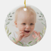 Baby 1. Niedlich Teddy Bear Greenery Keramik Ornament (Hinten)