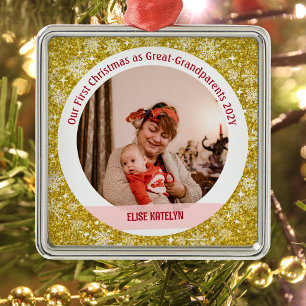 Baby 1 Weihnachten als große Großeltern Golden Ornament Aus Metall