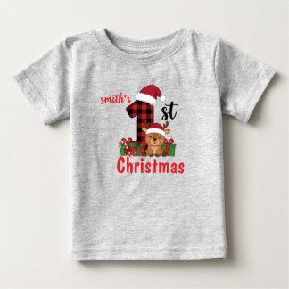 Baby 1. Weihnachten Karo-Rentier T-Shirt für Klein