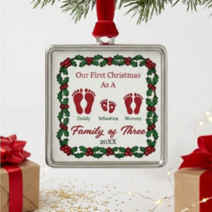 Baby 1. Weihnachten Neugeborenes Familie Stechpalm Ornament Aus Metall