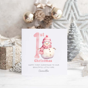 Baby 1. Weihnachten Niedlich Pink Snowman