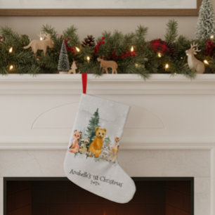Baby 1. Weihnachten Waldtier Wasserfarbe Kleiner Weihnachtsstrumpf