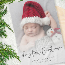 Baby 1 Weihnachts Foto Overlay Skriptname Jahr Geschirrtuch