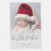 Baby 1 Weihnachts Foto Overlay Skriptname Jahr Geschirrtuch (Vertikal)