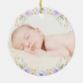 Baby 1. Weihnachts Lila BlumenElefant Keramik Ornament (Hinten)