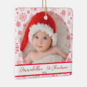 Baby 1 Weihnachts Rote Snowflake Keramikornament (Rechts)