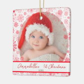 Baby 1 Weihnachts Rote Snowflake Keramikornament (Links)