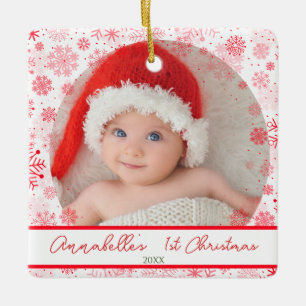 Baby 1 Weihnachts Rote Snowflake Keramikornament
