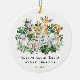 Baby 1. Weihnachts Tropischer Jungle Wildtiere Keramik Ornament