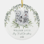 Baby 1. Weihnachts Winter Wunderland Artische Tier Keramik Ornament (Vorne)