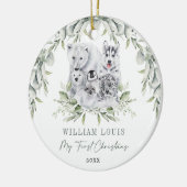 Baby 1. Weihnachts Winter Wunderland Artische Tier Keramik Ornament (Links)