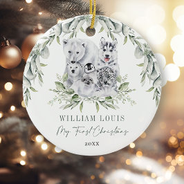 Baby 1. Weihnachts Winter Wunderland Artische Tier Keramik Ornament