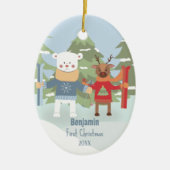 Baby 1. Weihnachtsbär Rentierdeer Keramik Ornament (Vorne)